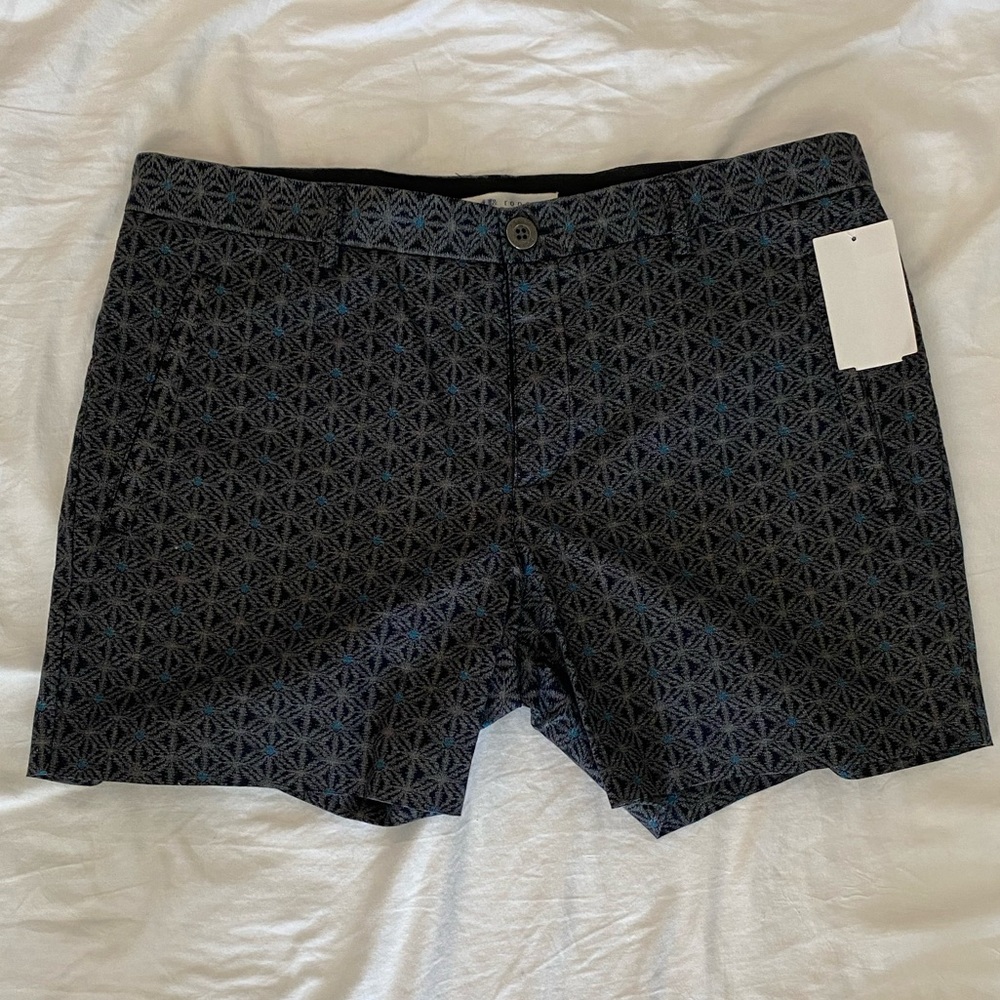 Parke & Ronen Black Geometric Pattern Shorts